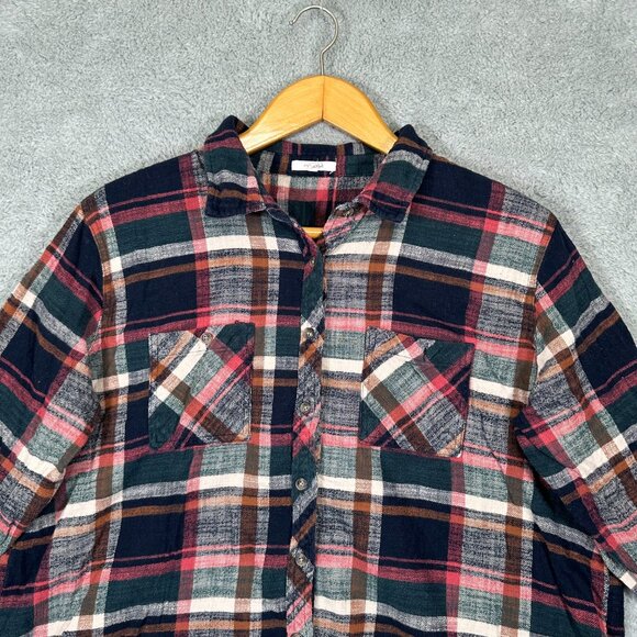 Maurices Plaid Tunic Boyfriend Button Down Long Sleeve Flannel Shirt - Picture 4 of 12